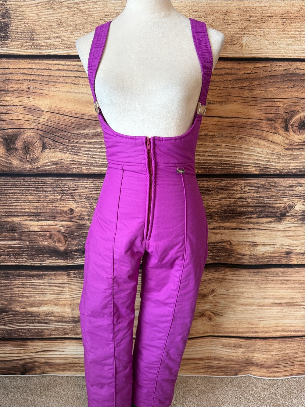 Women’s Magenta Ski Bib Track Pants with Adjustable Straps